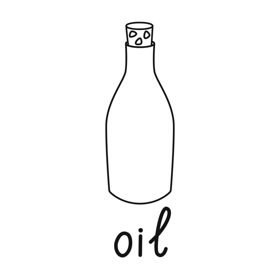 Icon is a linear jar of body oil with text. Contour symbol for cosmetics, website design. Vector isolated illustration.
