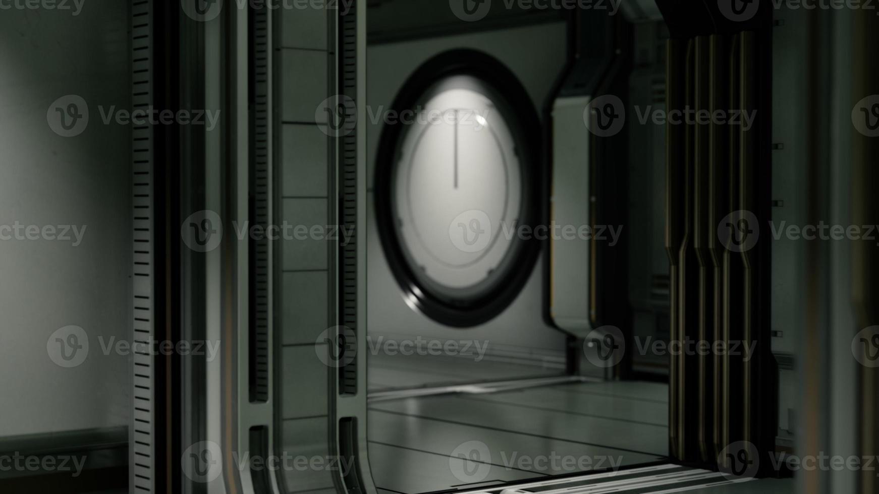 Clean sterile futuristic science fiction interior of a laboratory or spaceship photo