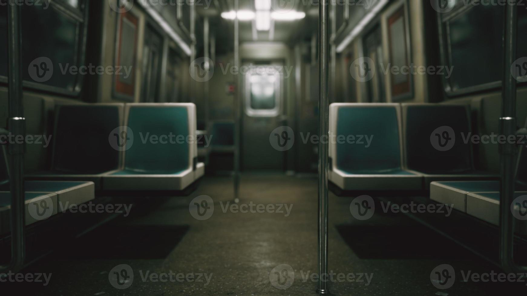 Inside of the old non-modernized subway car in USA photo