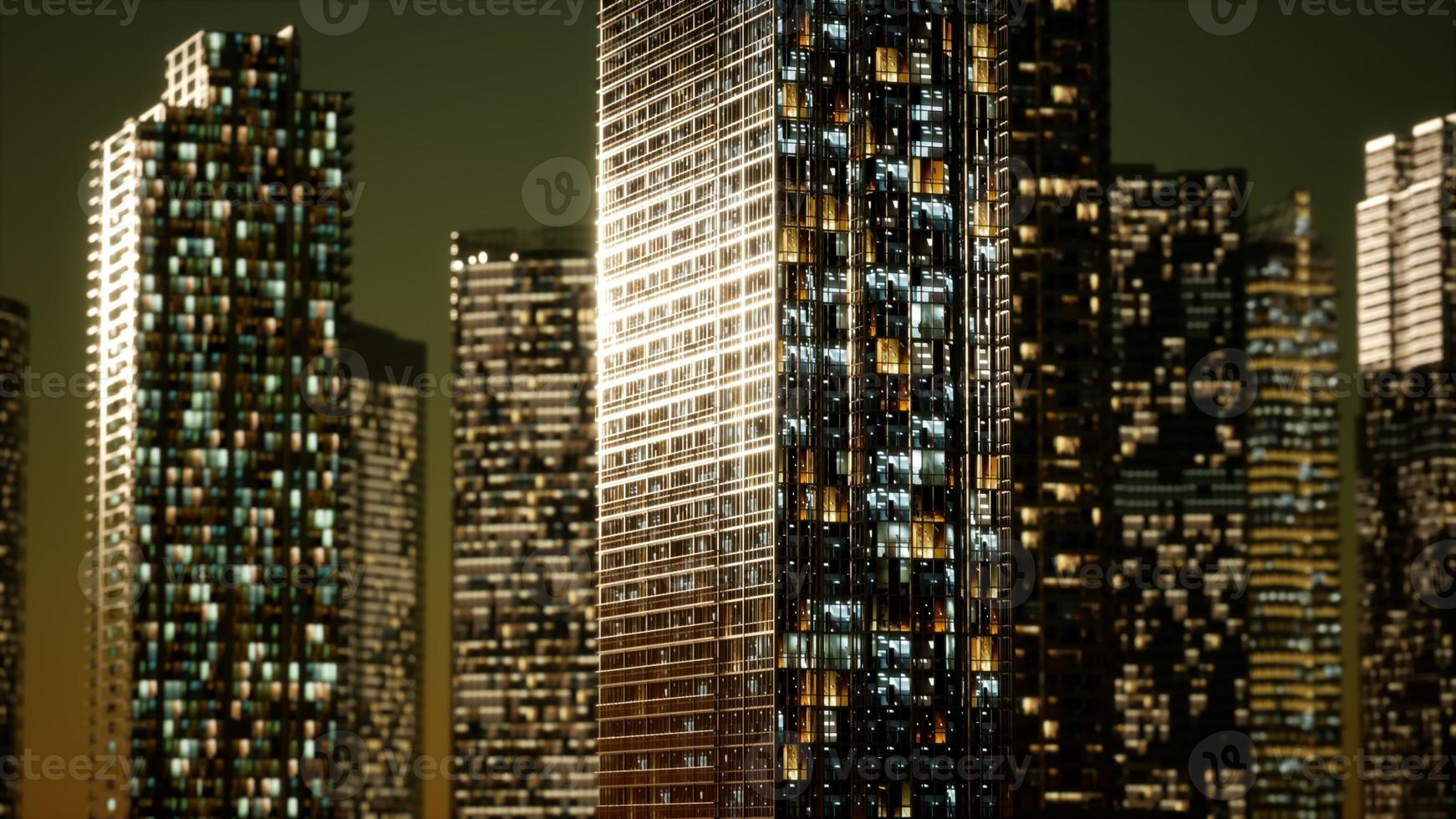 rascacielos en el barrio de negocios en la noche foto