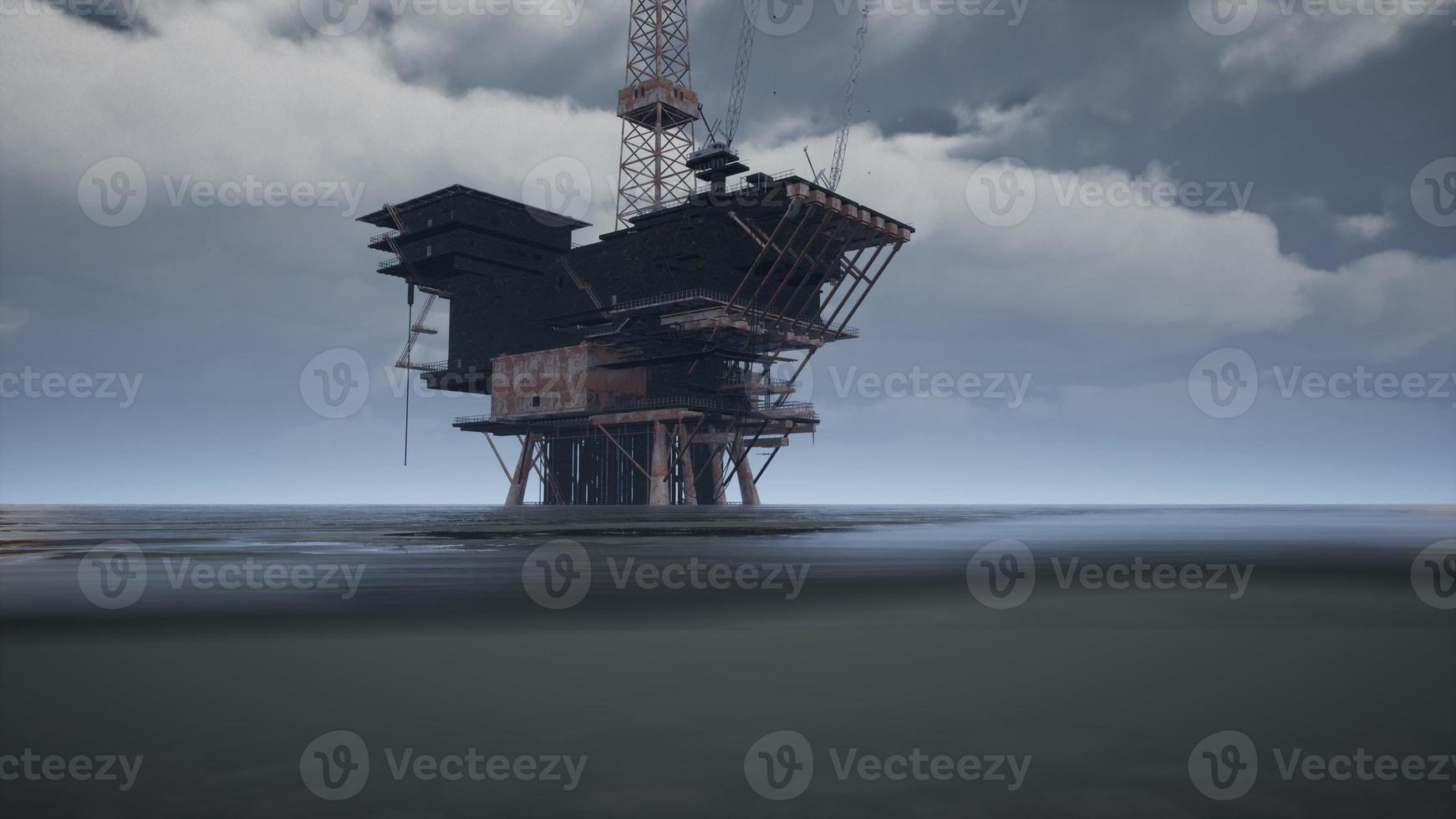 gran plataforma de perforación de plataformas petroleras en alta mar del océano pacífico foto