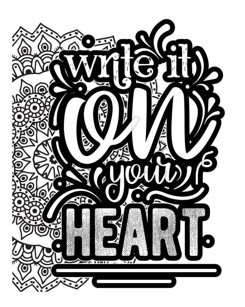 Positive Quotes lettering colorless design. Motivational Quotes coloring page design. coloring page design vector