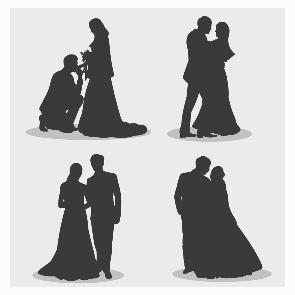 Wdding silhouette vector