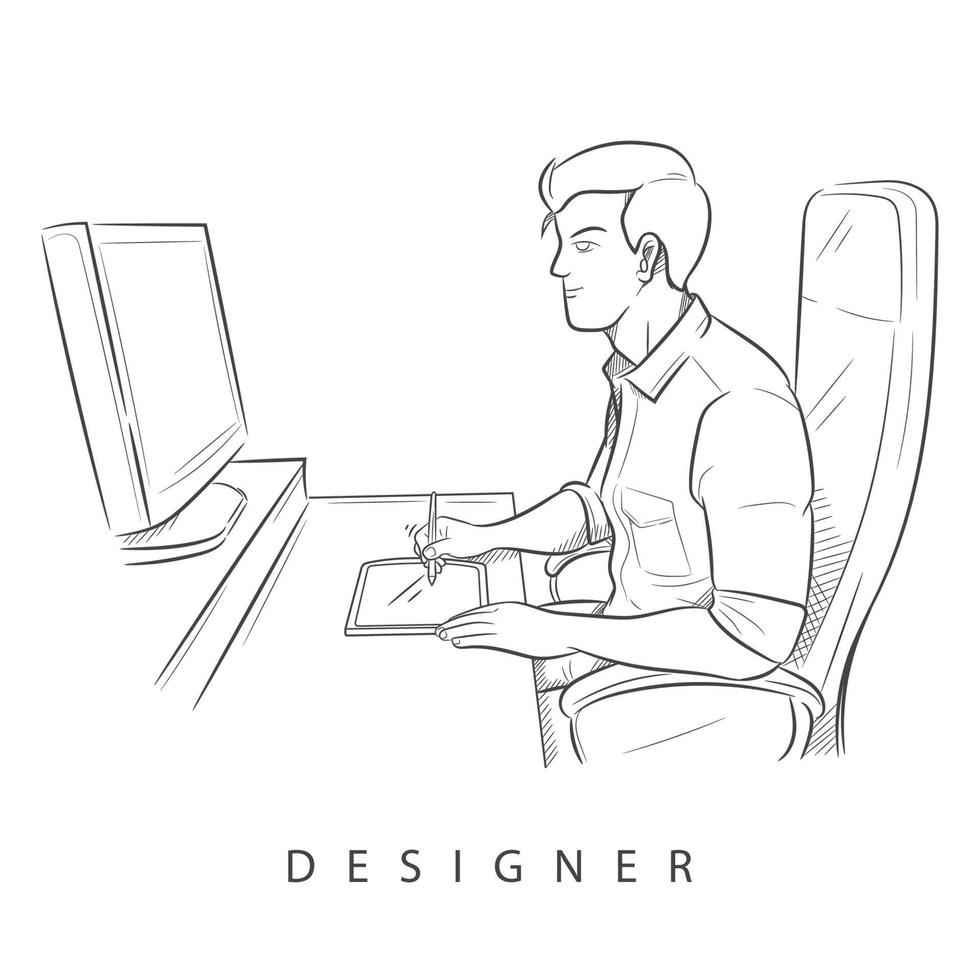 esquema de dibujo de diseñador vector