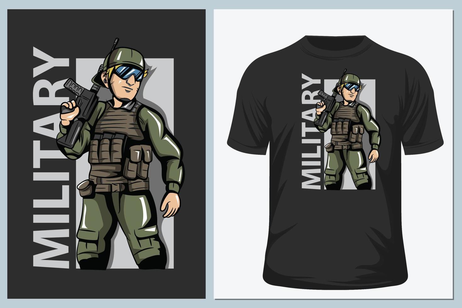 Military, Army Character for t shirt design vector