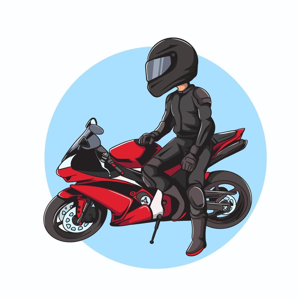 Rider character. Motorcycle vector