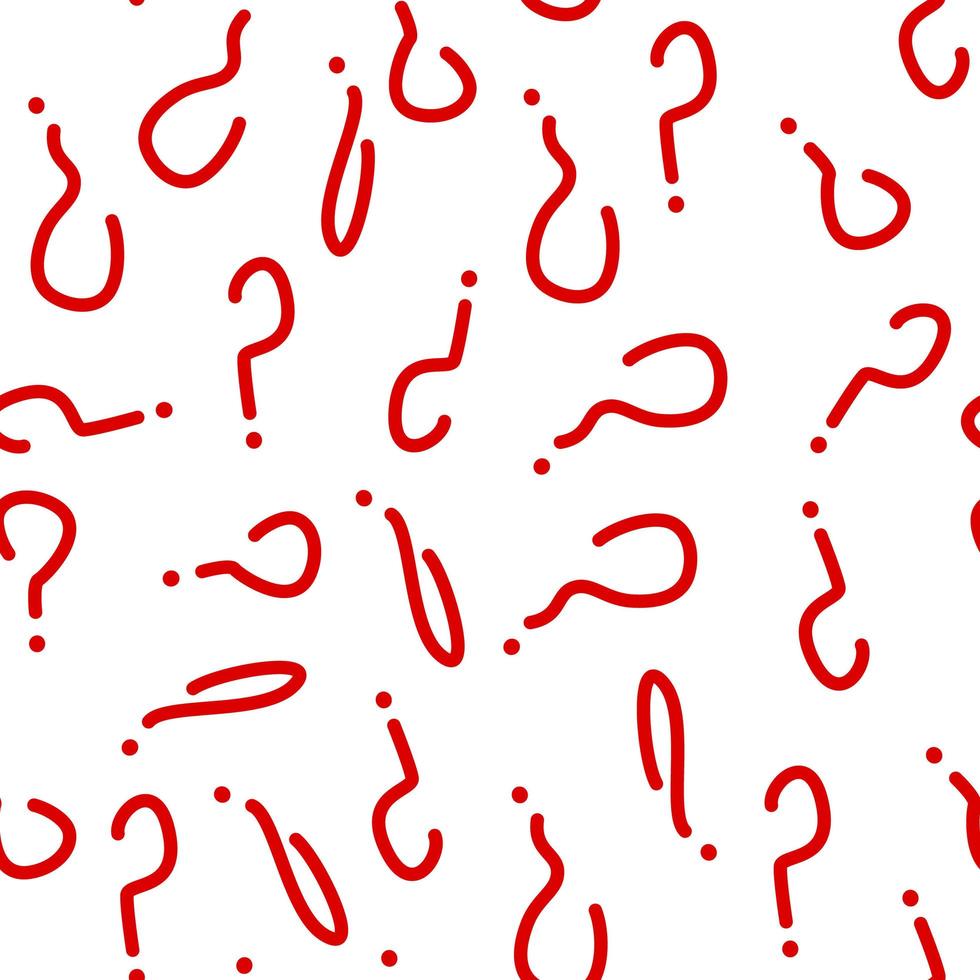 vector seamless pattern with red question marks on a white background.