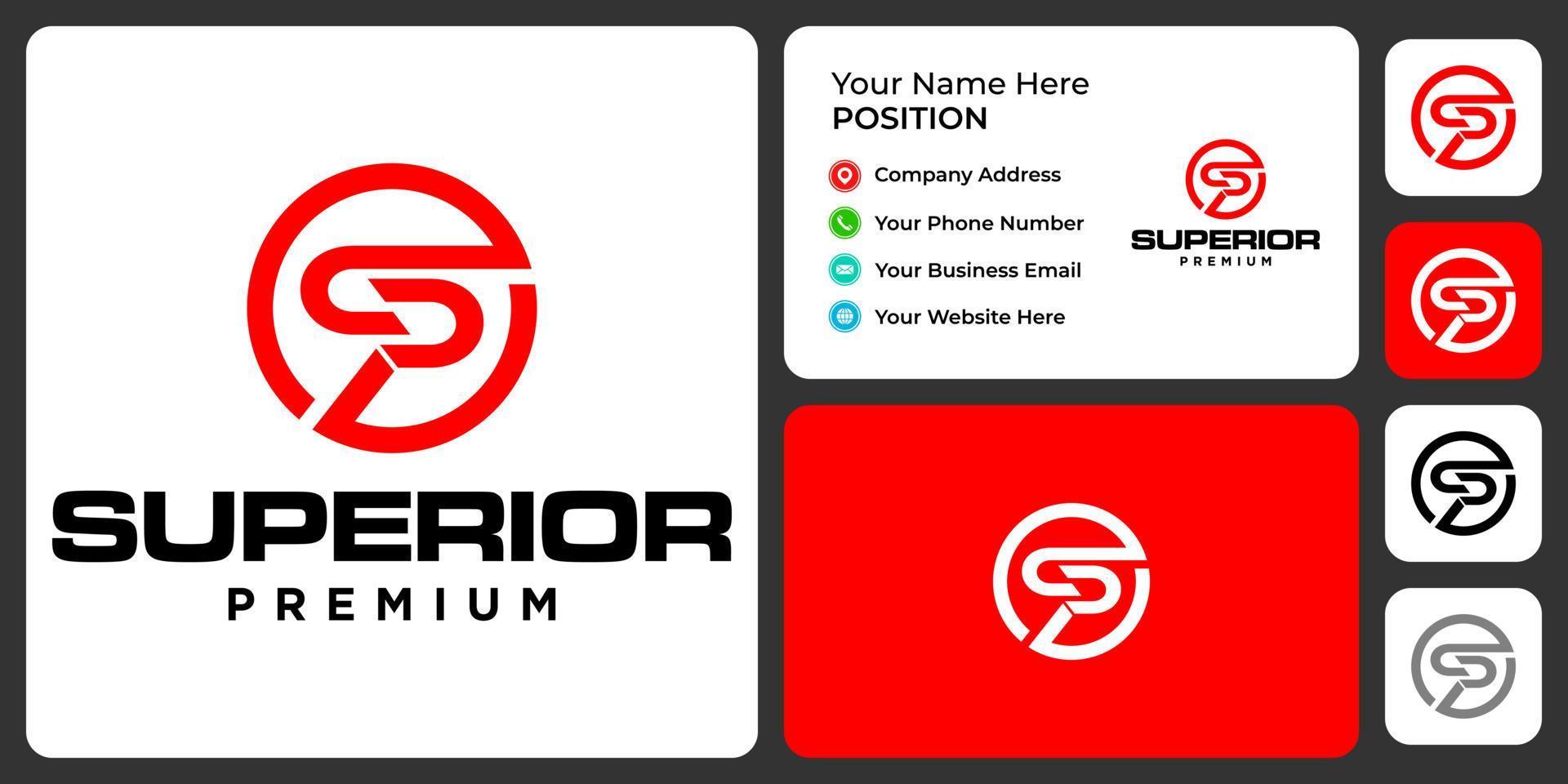 Letter S P monogram sport logo design with multiple displays. vector