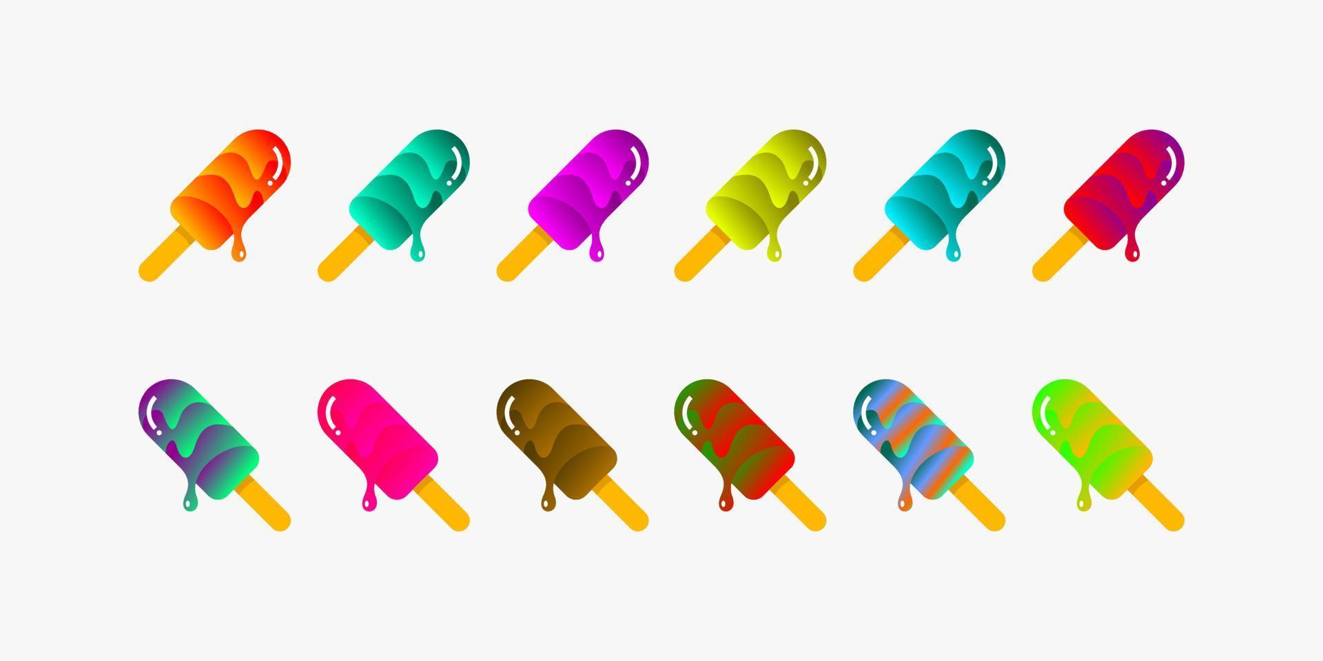 Twelve ice cream logo designs with various flavors. vector