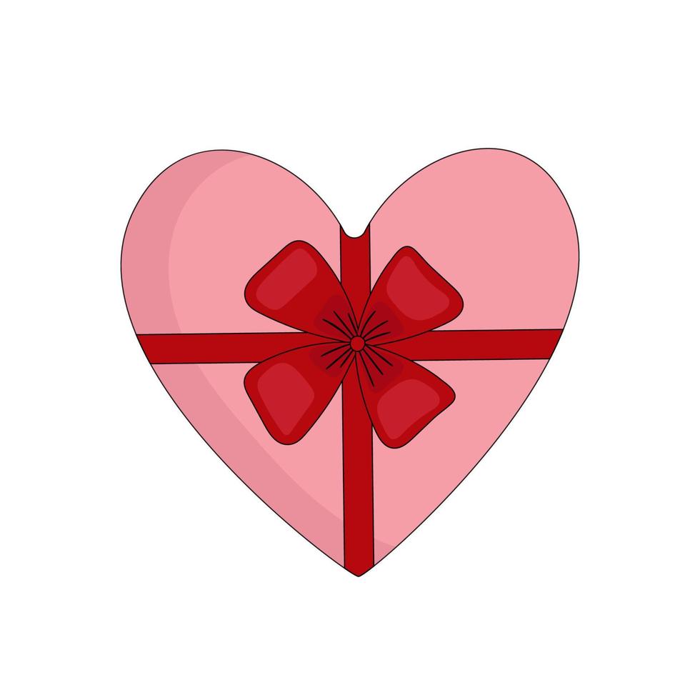 Caja de bombones en forma de corazón. cita romántica, café. cita de los enamorados. ilustración vectorial aislado sobre fondo blanco. vector