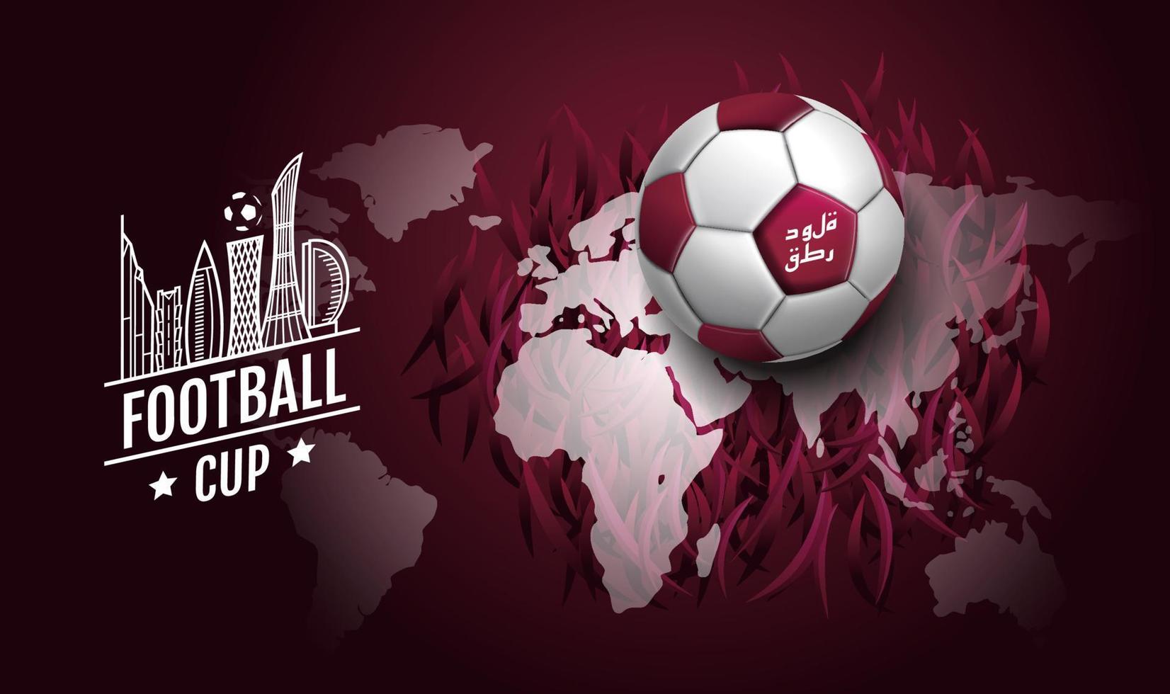 football cup 2022 , soccer, Sport poster, world map  concept background vector