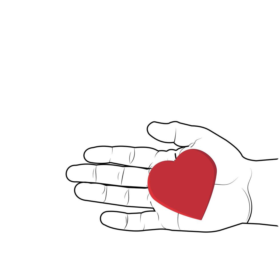 Heart in hand, happy Valentine's Day. Color vector illustration