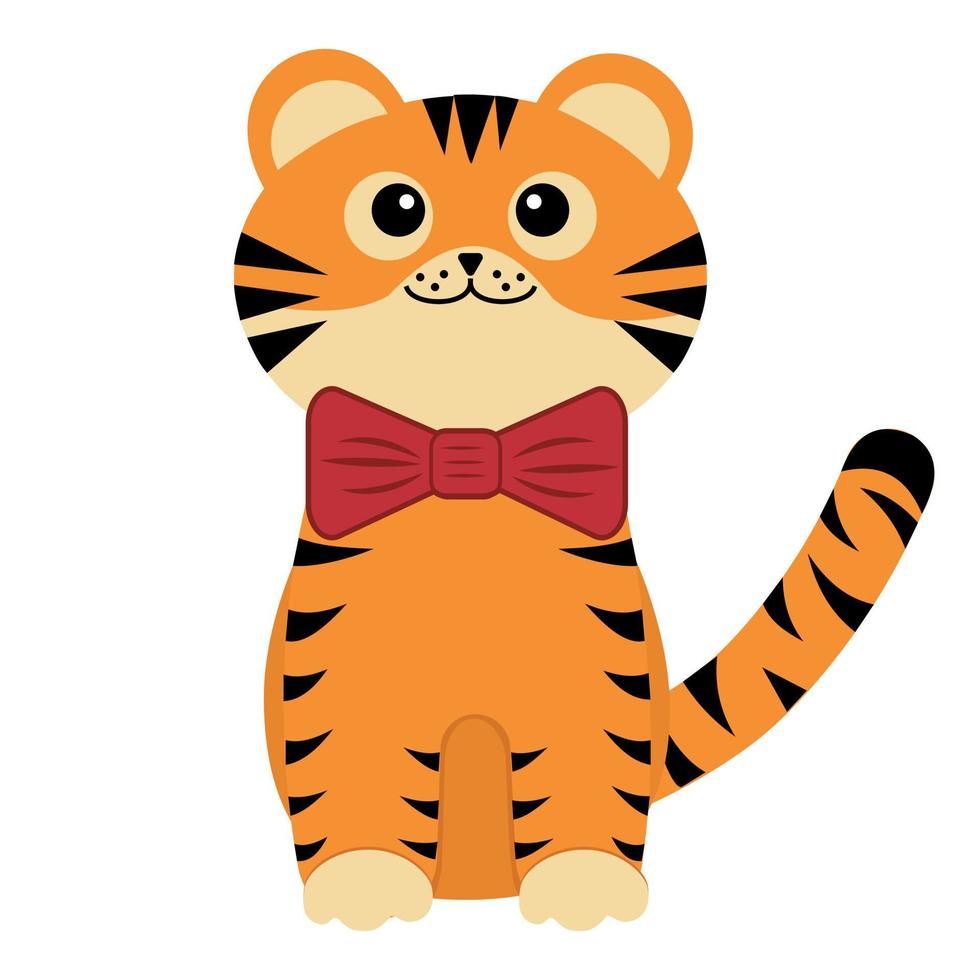 lindo personaje pequeño tigre, vector de color aislado ilustración de estilo de dibujos animados