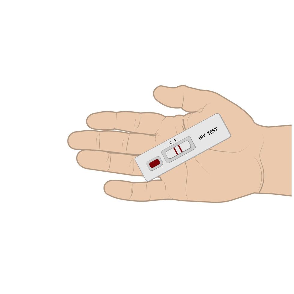 An HIV testing kit with a laboratory test tube for blood analysis. Vector illustration.
