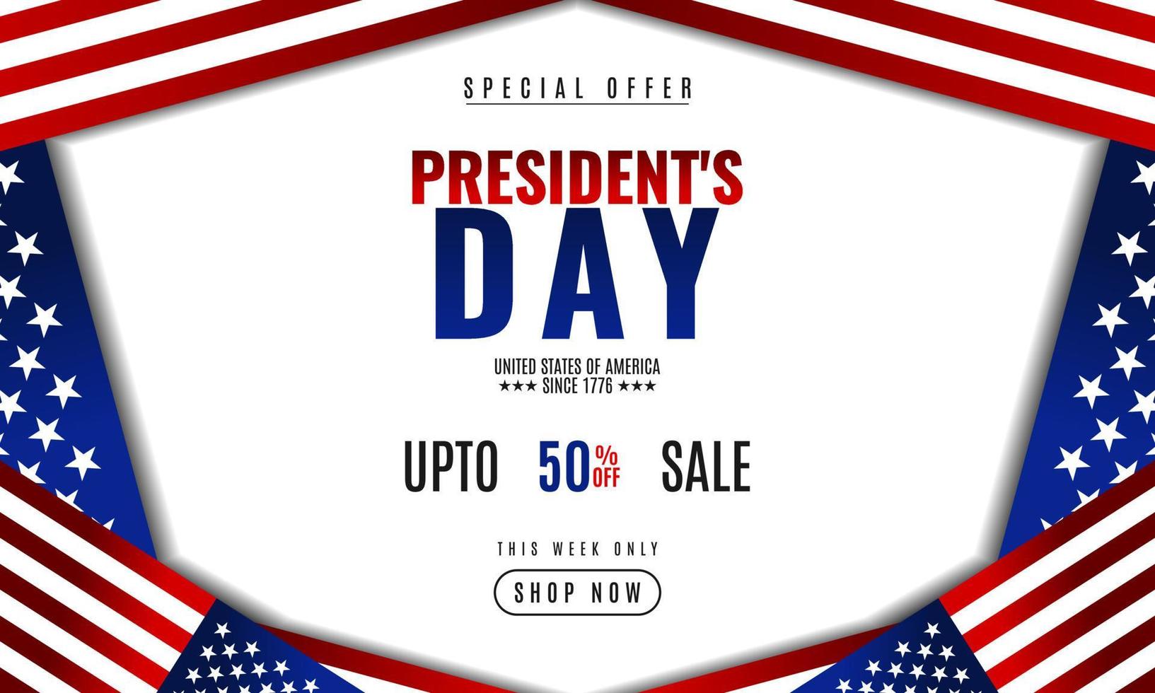 President day background sales promotion advertising banner template with american flag design vector