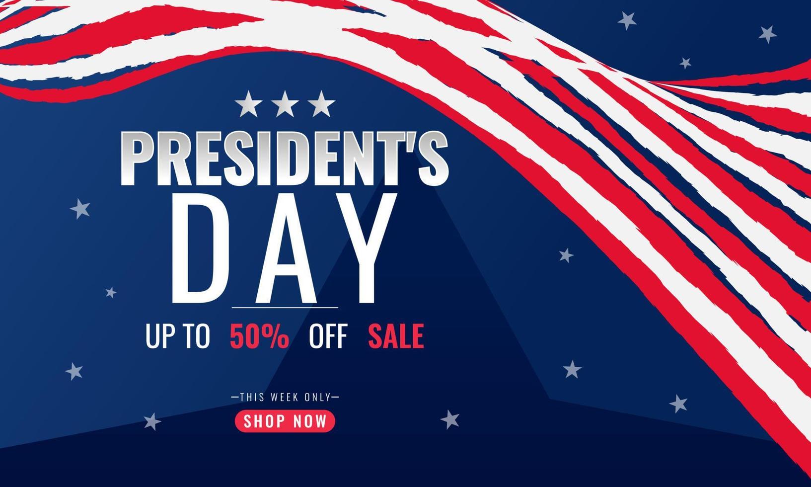 President day background sales promotion advertising banner template with american flag design vector