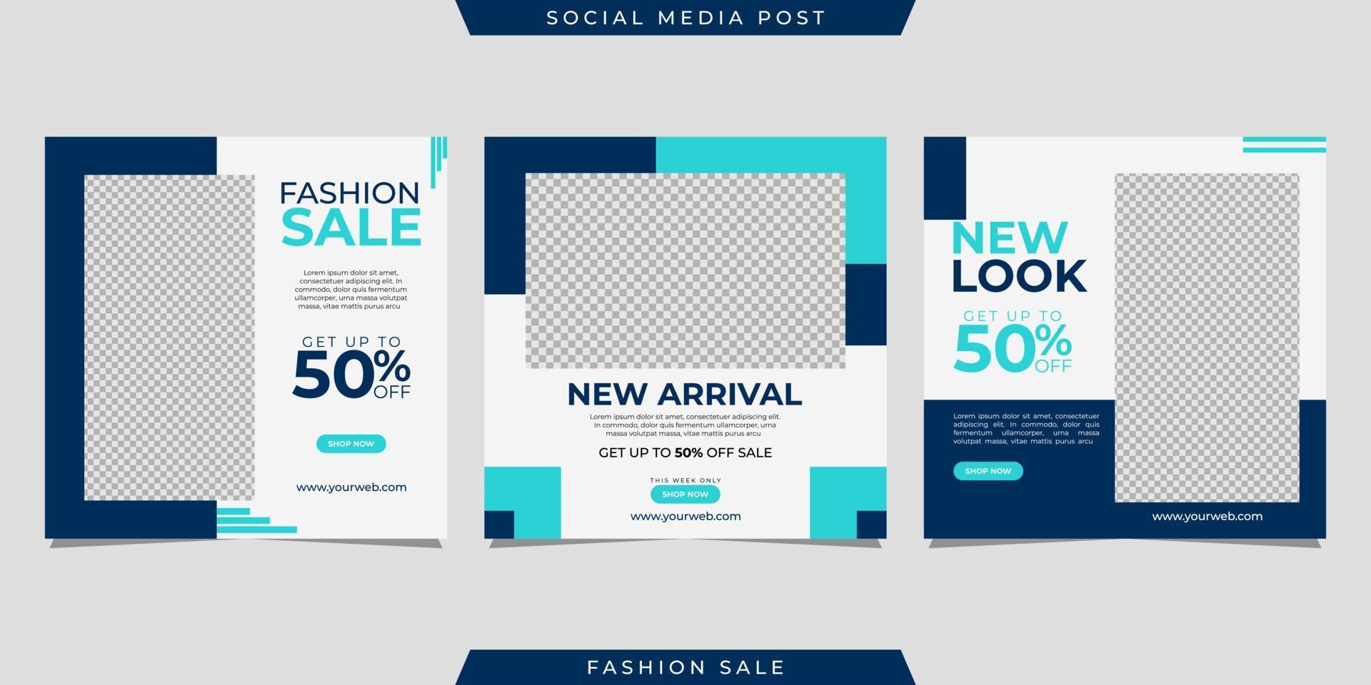 Collection of social media post banner template design. For digital marketing, promotion brand Fashion, etc vector