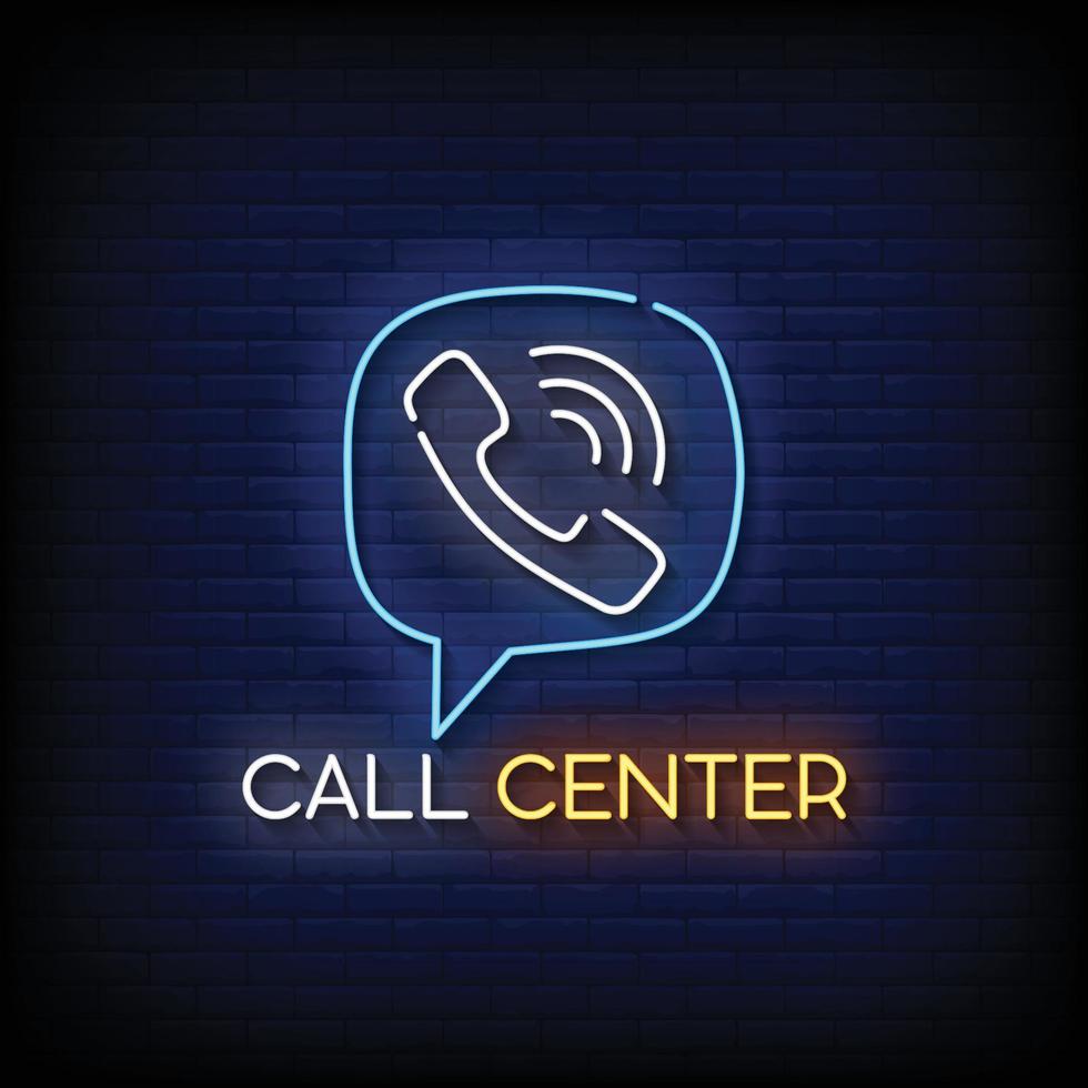 Call Center Neon Signs Style Text Vector