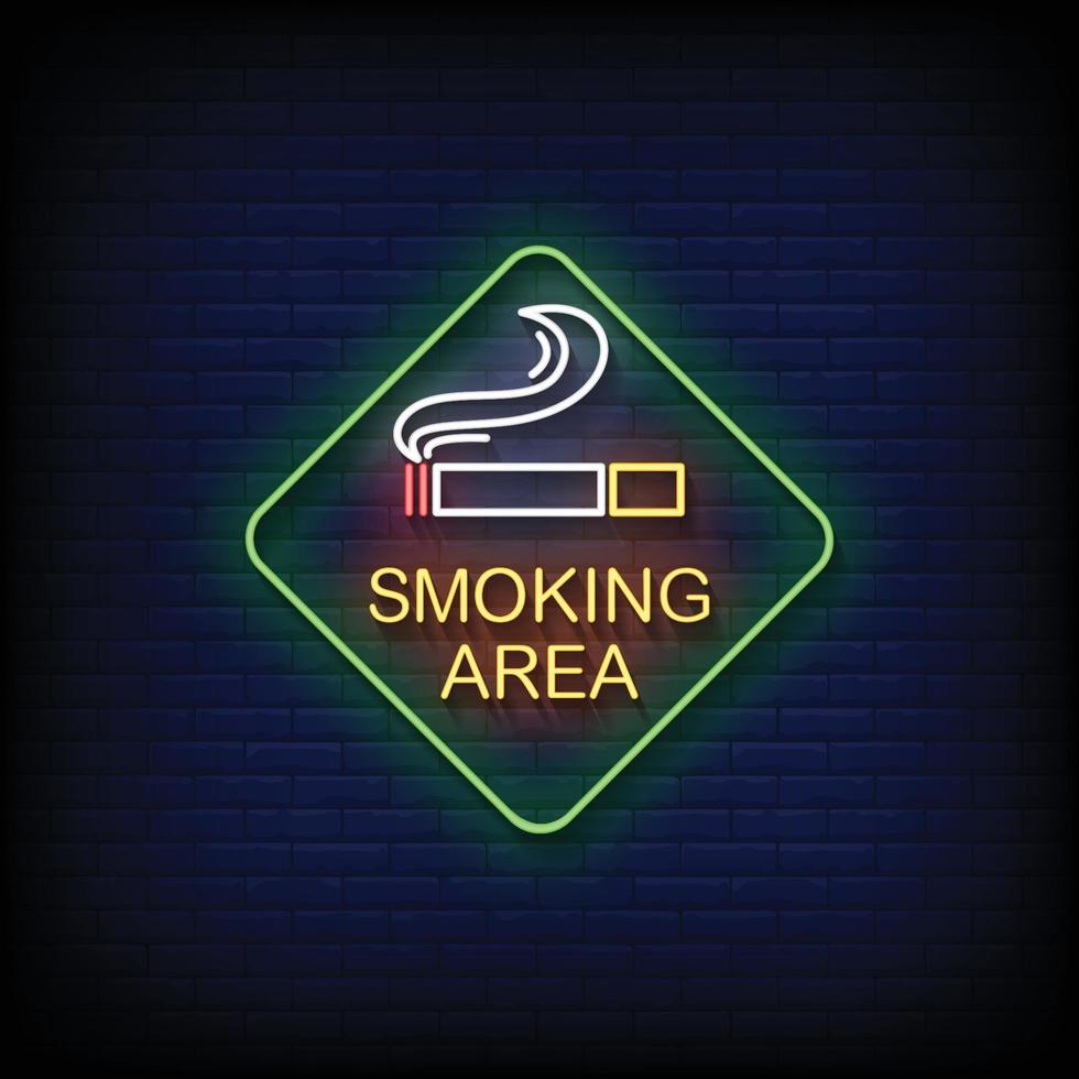 Smoking Area Neon Signs Style Text Vector