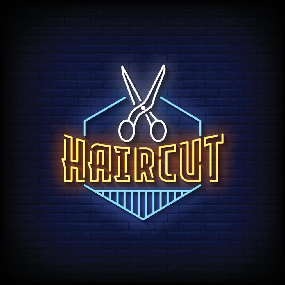 Hair Cut Neon Signs Style Text Vector