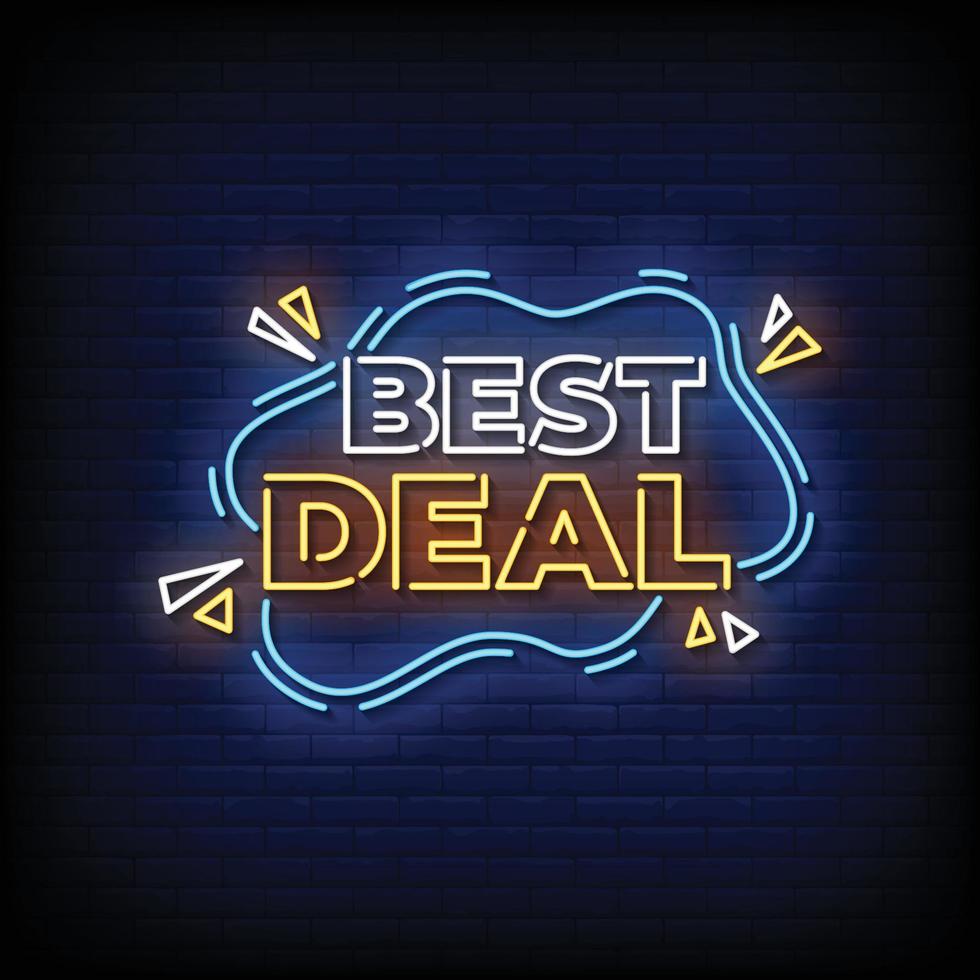 Best Deal Neon Signs Style Text Vector