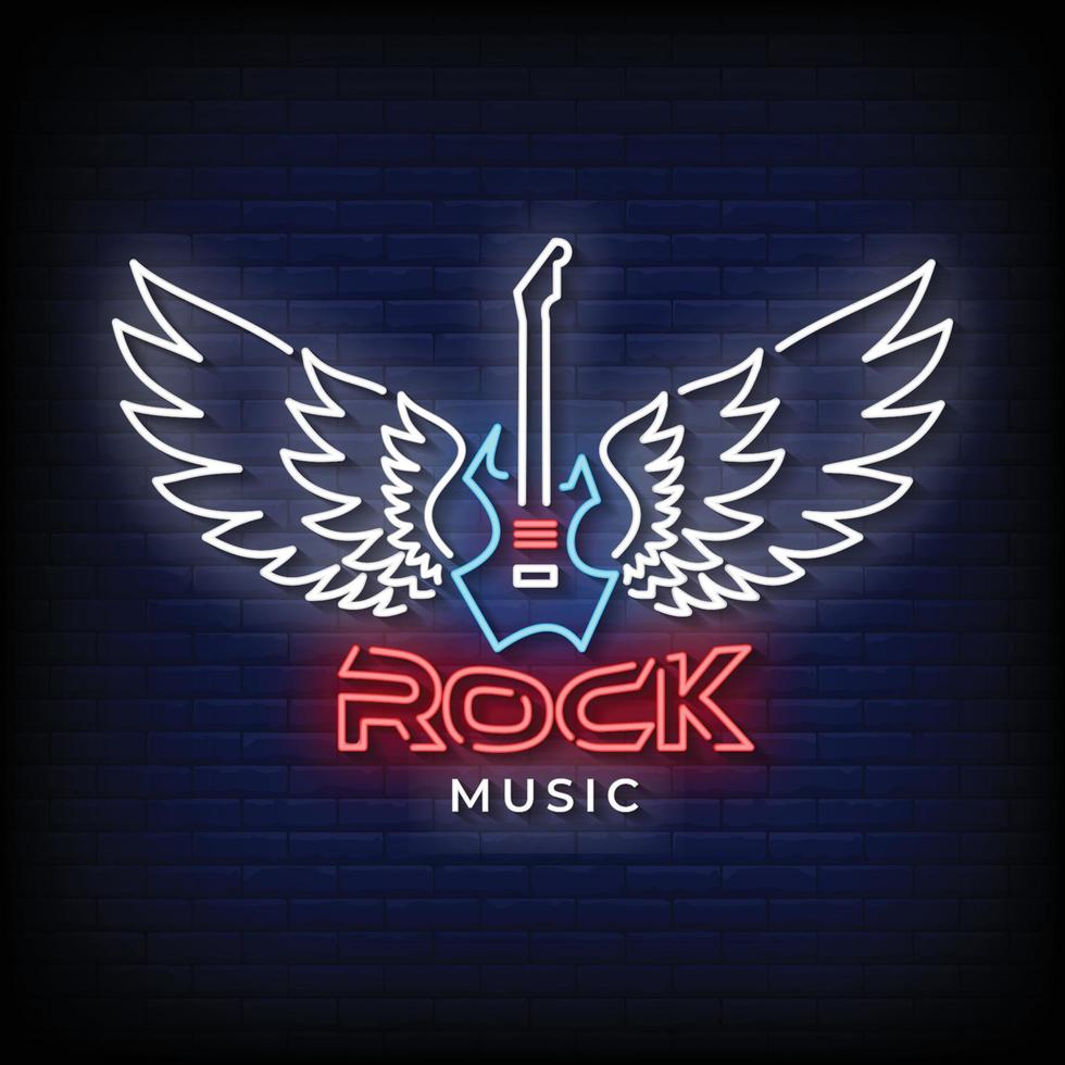 Rock Music Neon Signs Style Text Vector