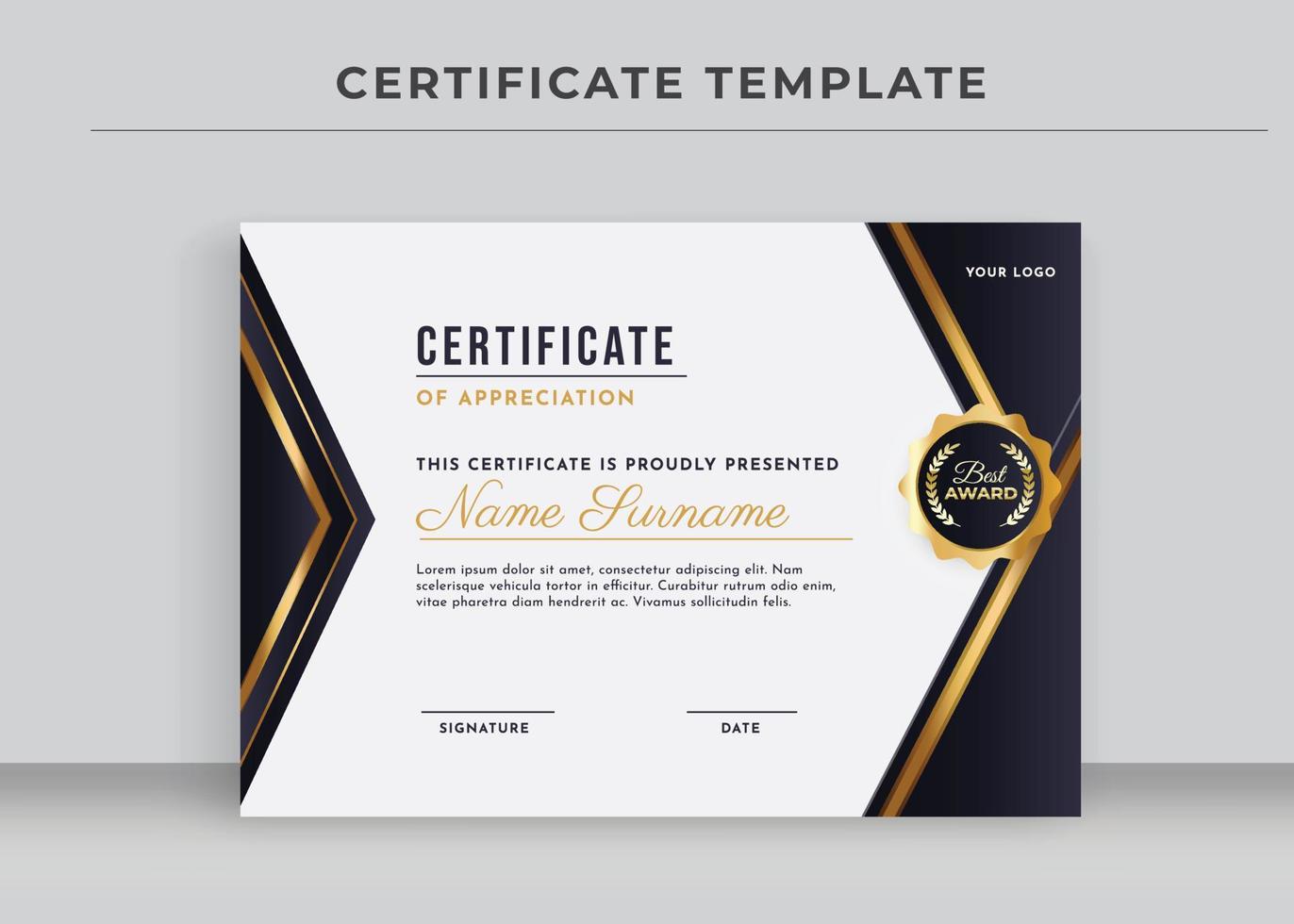 Certificate of Appreciation template, Certificate of achievement, awards diploma vector