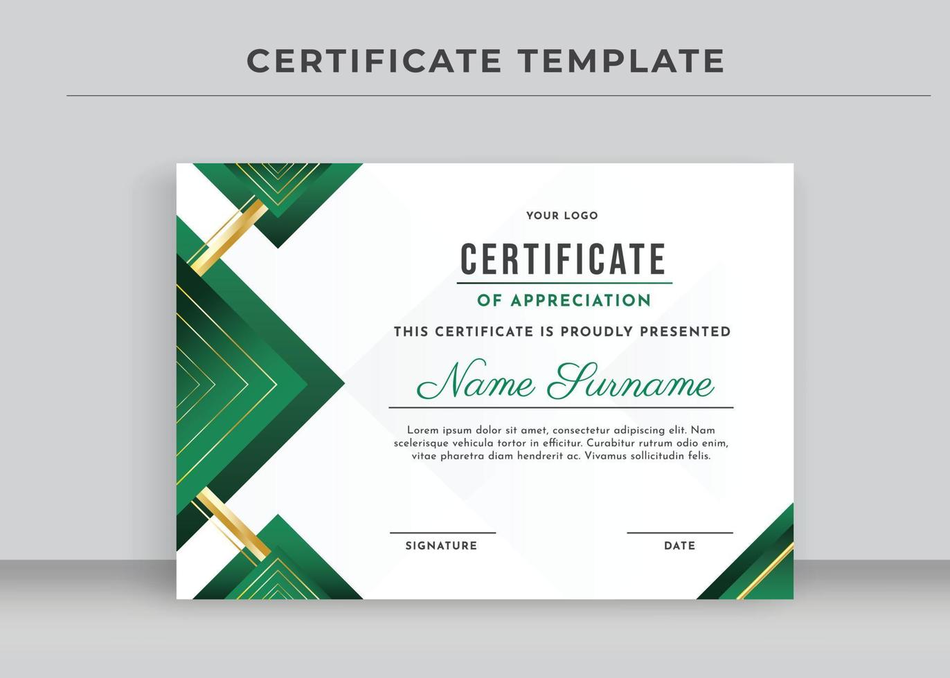 Certificate of Appreciation template, Certificate of achievement, awards diploma vector