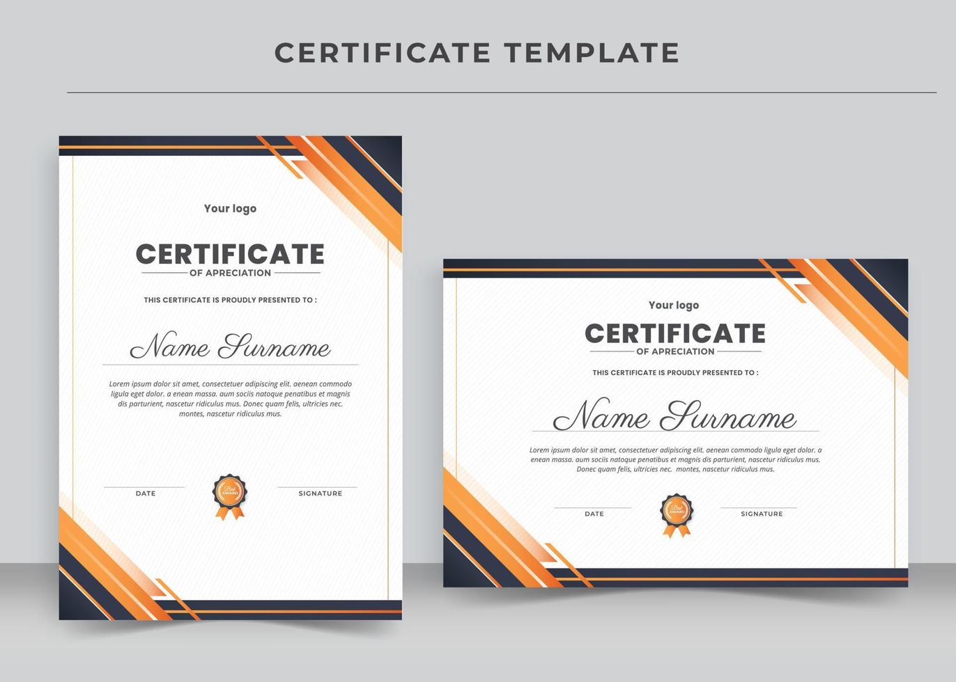 Certificate of Appreciation template, Certificate of achievement, awards diploma vector