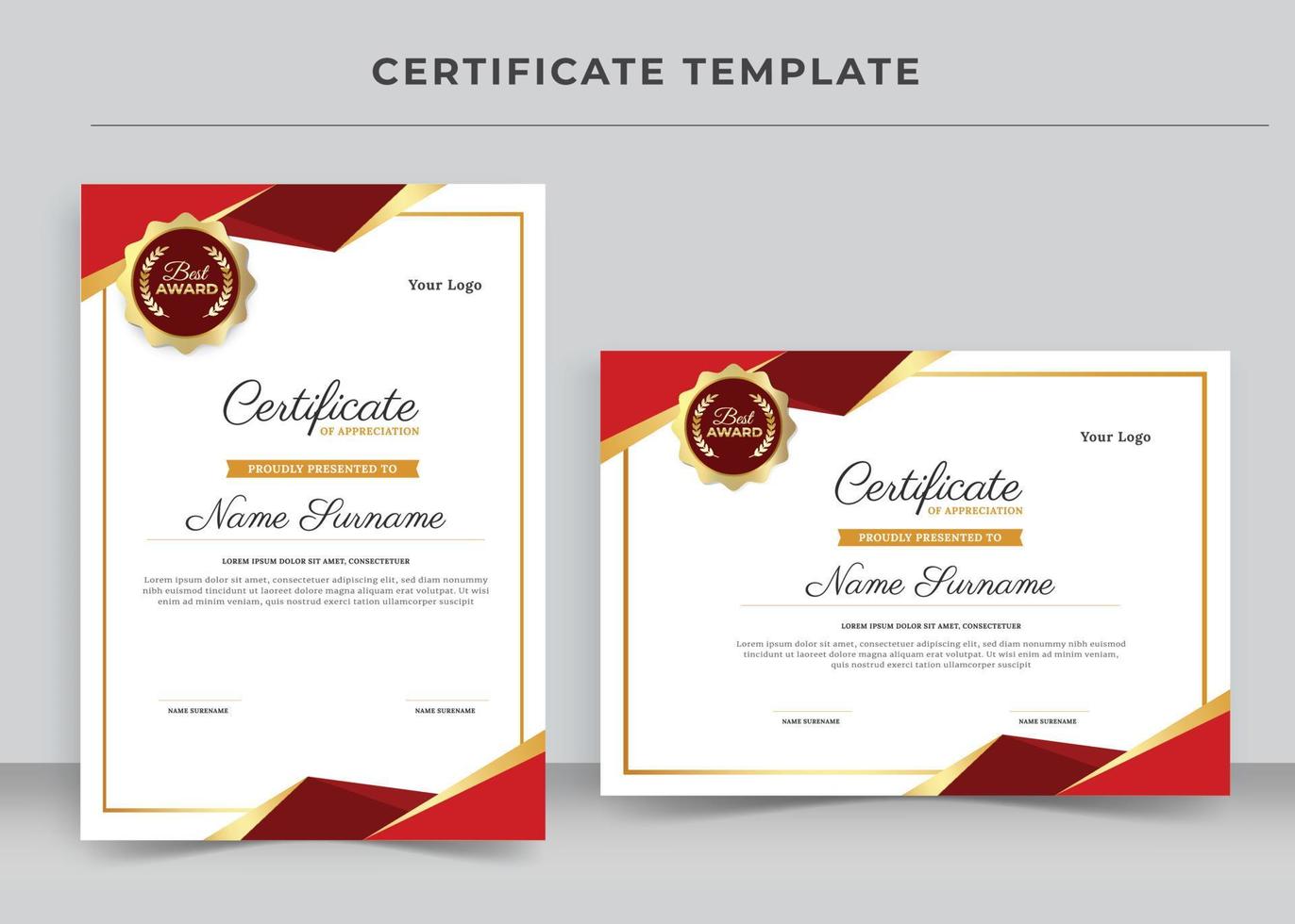 plantilla de certificado de reconocimiento, certificado de logro, diploma de premios vector