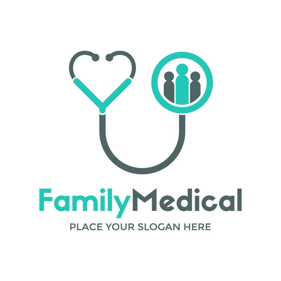 plantilla de logotipo de vector médico familiar. este logo usa el símbolo del estetoscopio. adecuado para la salud.