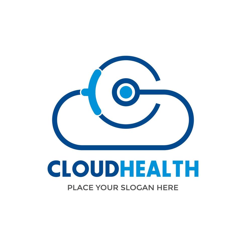plantilla de logotipo de vector de salud en la nube. este diseño utiliza el símbolo del estetoscopio. APTO PARA INTERNET, MEDICO Y NEGOCIOS.