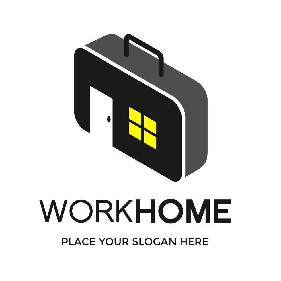 Work from home vector logo template. This design use windows, door and bag job symbol. Suitable for business.