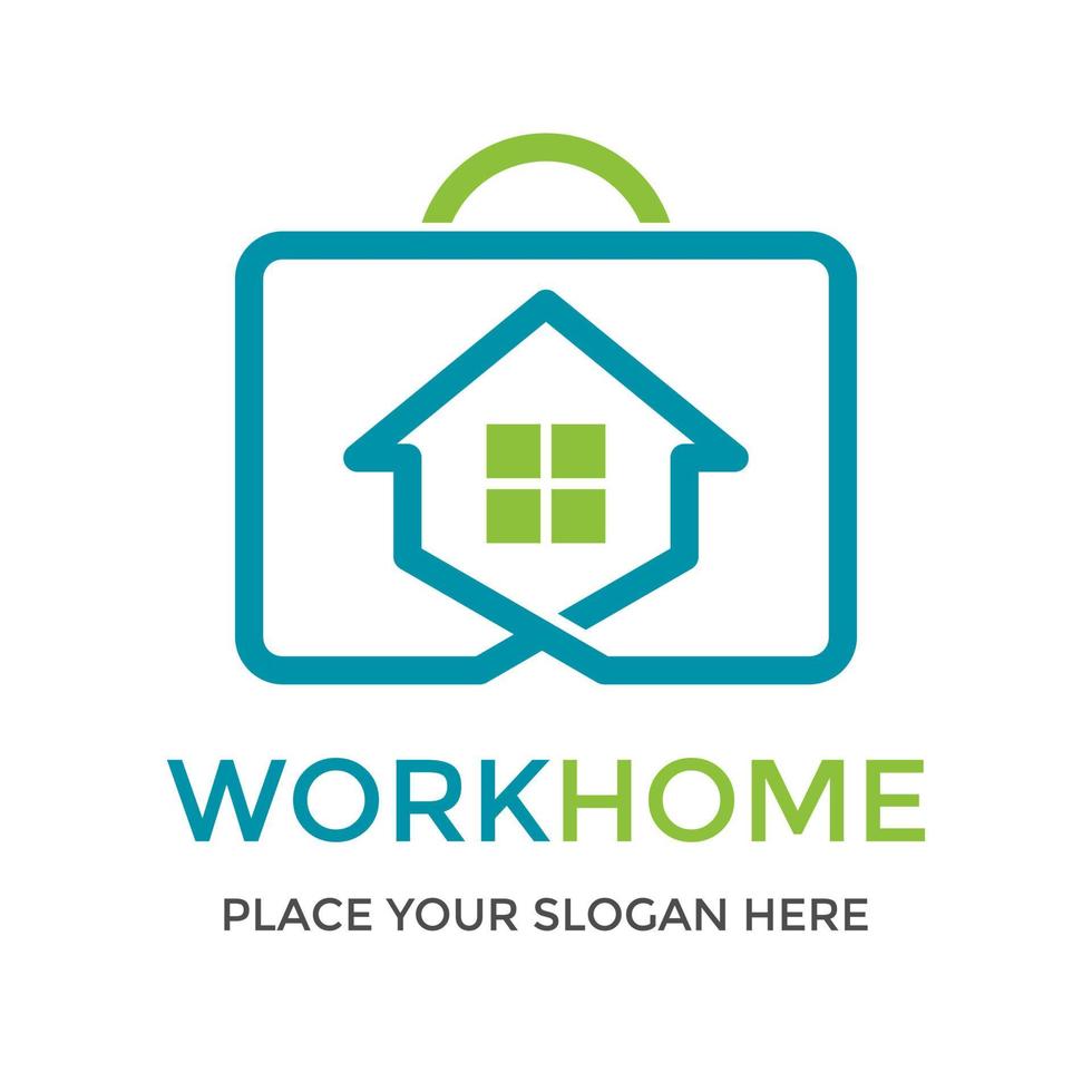 Work from home vector logo template. This design use house and bag job symbol. Suitable for business.