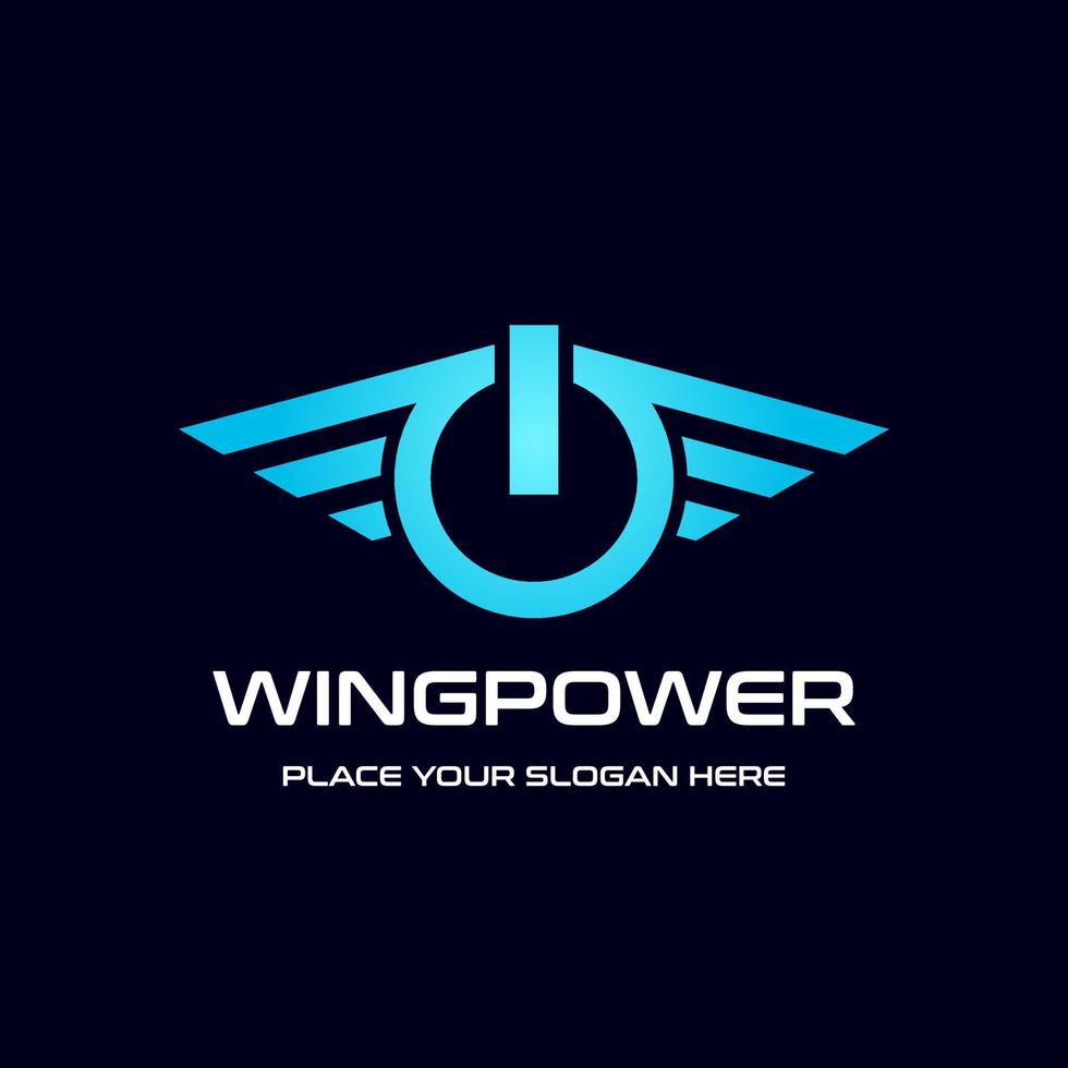 Wing power vector logo template. This design use blue color and suitable for technology.