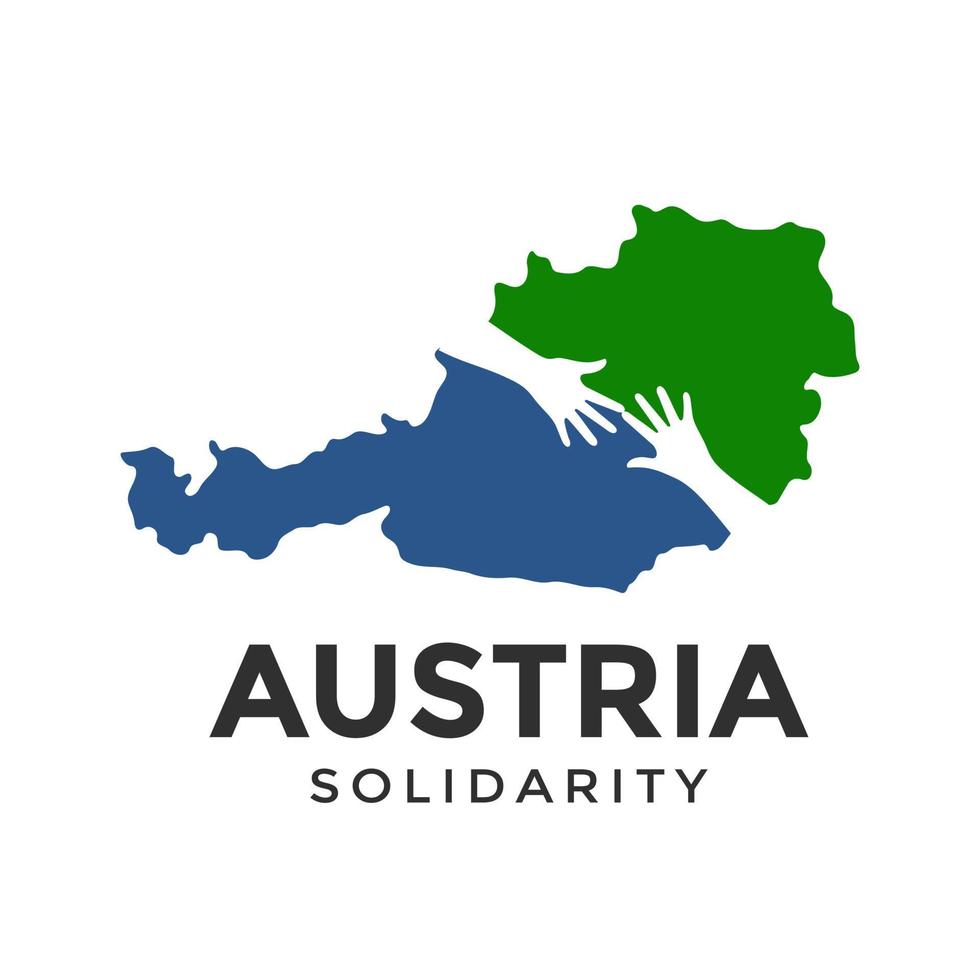 Austria Solidarity vector logo template. This design use map and hand symbol. Suitable for community.