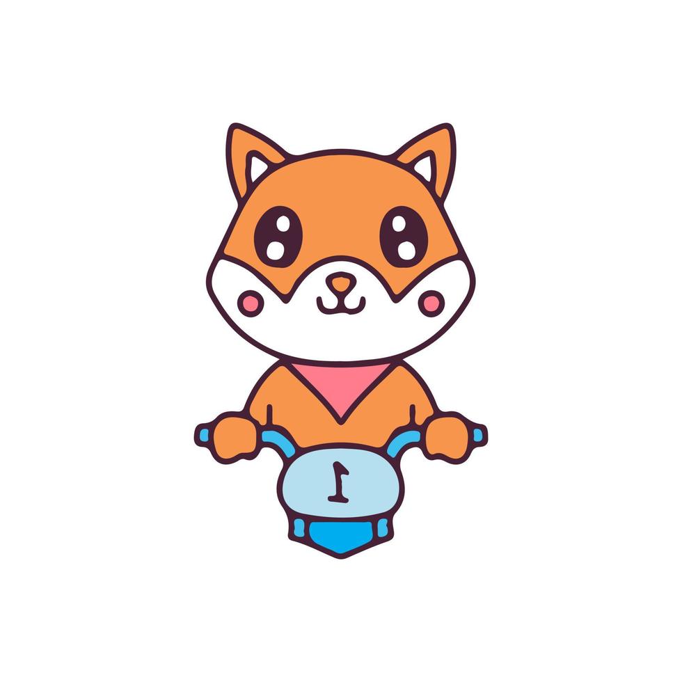 Cute shiba inu ride a bike. Illustration for sticker and t shirt. vector