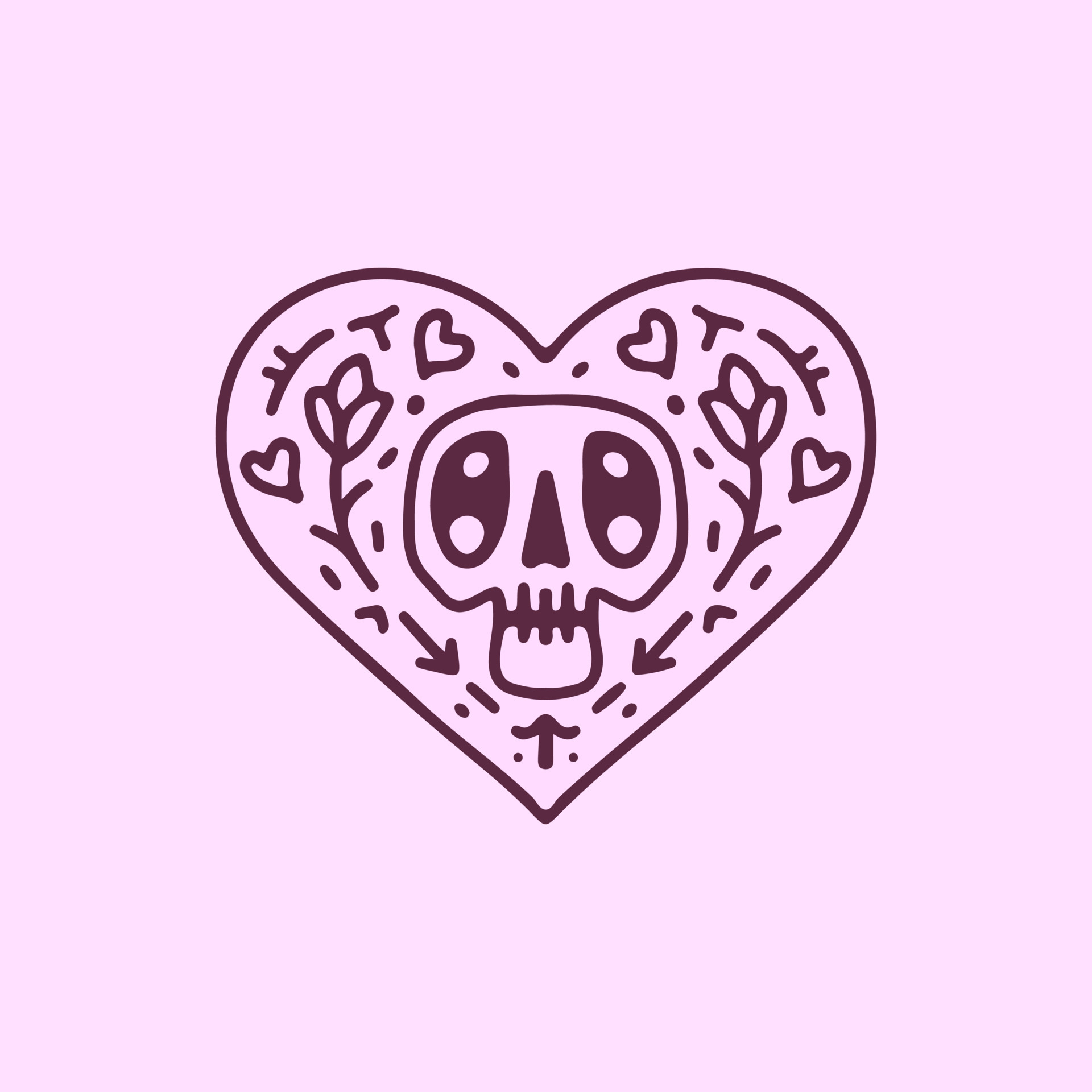 Skull flowers and heart, illustration for t-shirt, poster, sticker, or  apparel merchandise. With hipster style. 5821772 Vector Art at Vecteezy