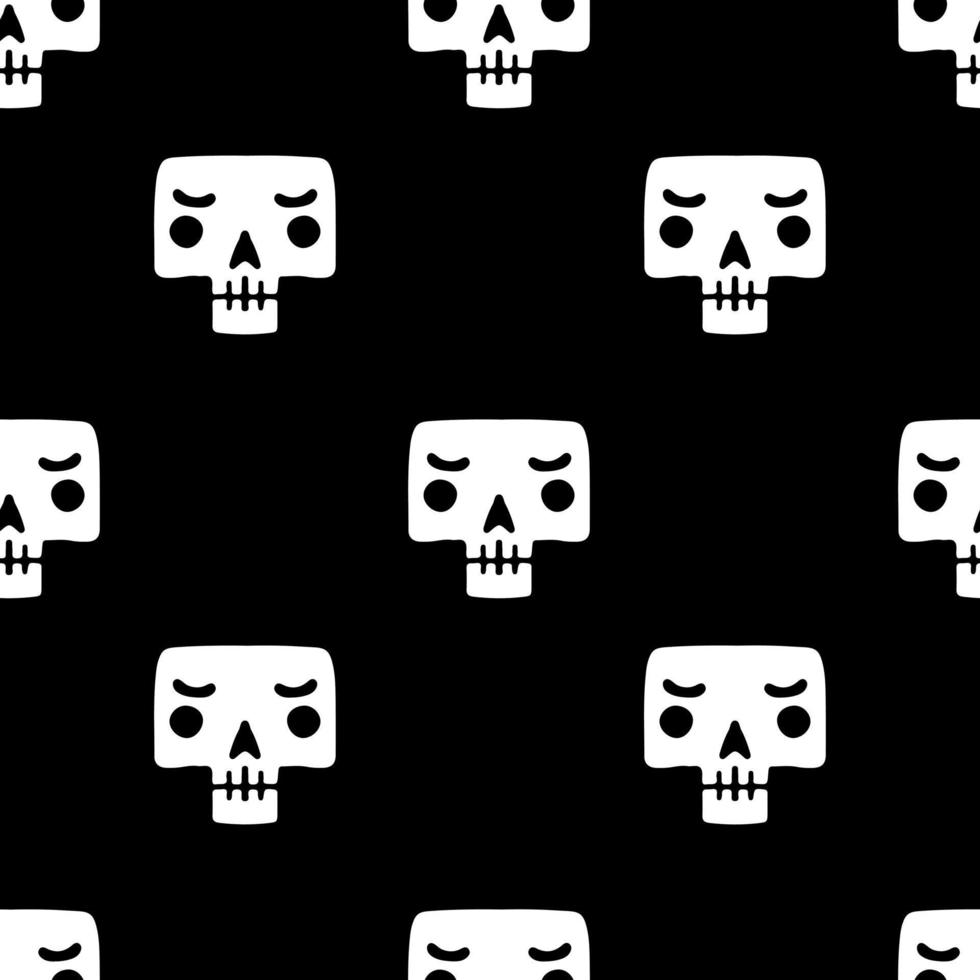 Funny skull head seamless pattern illustration. Vector graphics for t-shirt prints and other uses.