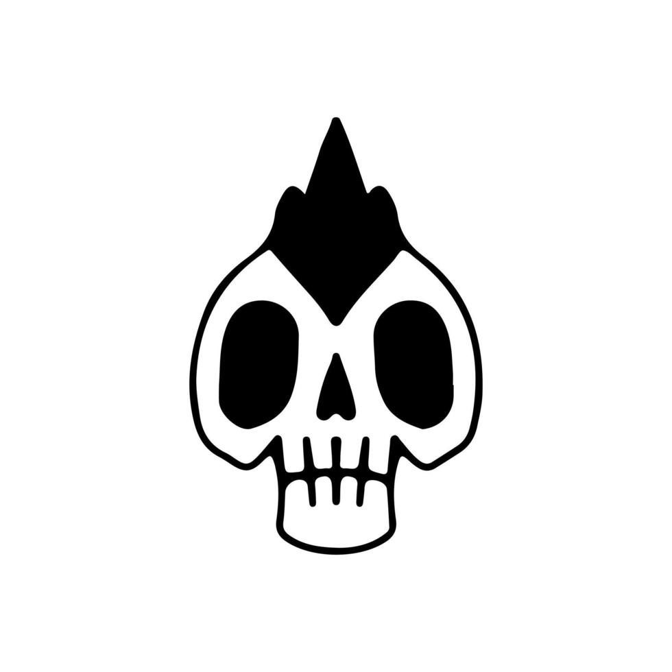 Skull head with punk hairstyle, illustration for t-shirt, poster, sticker, or apparel merchandise. With cartoon style. vector