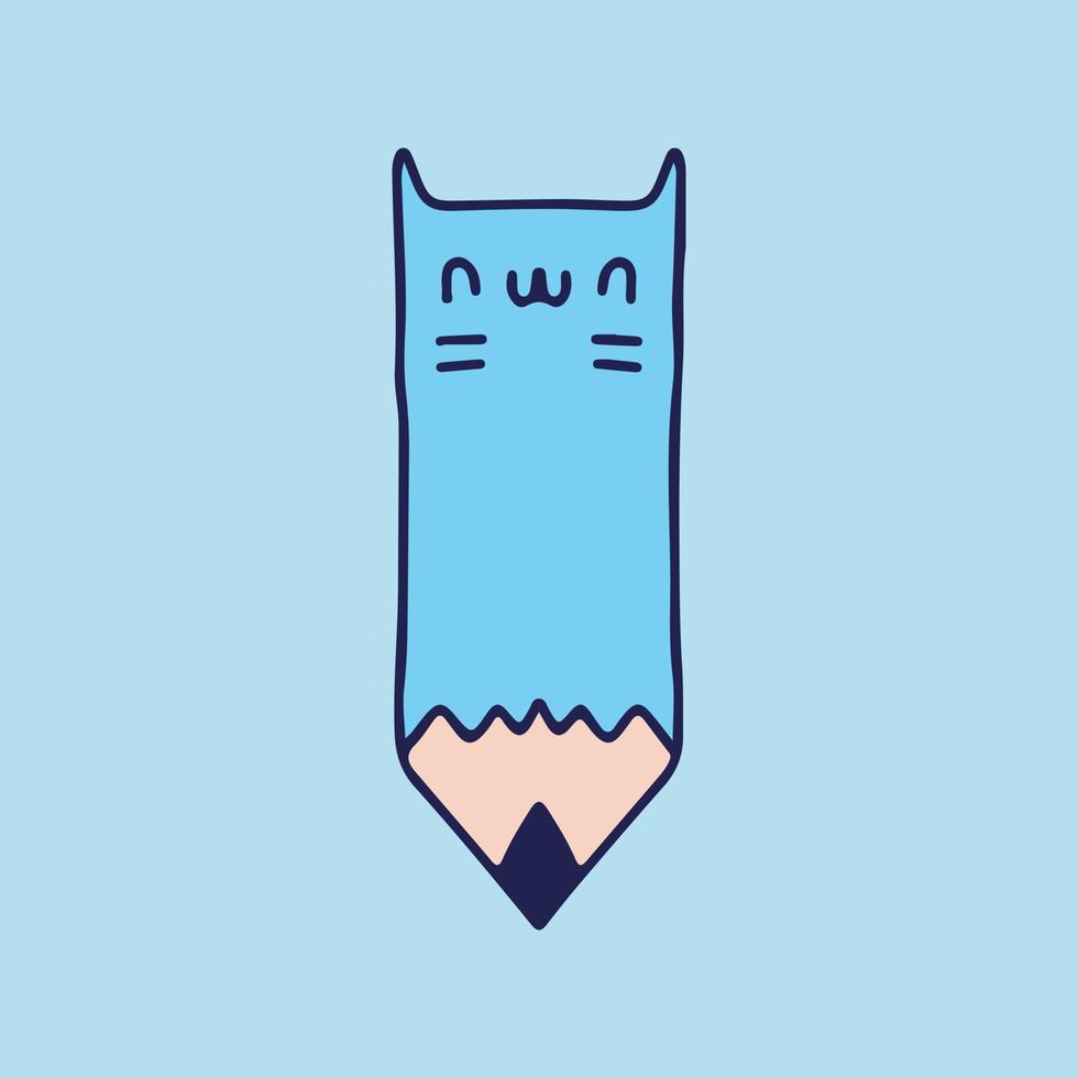 ilustración de lápiz de gato divertido. gráficos vectoriales para estampados de camisetas y otros usos. vector