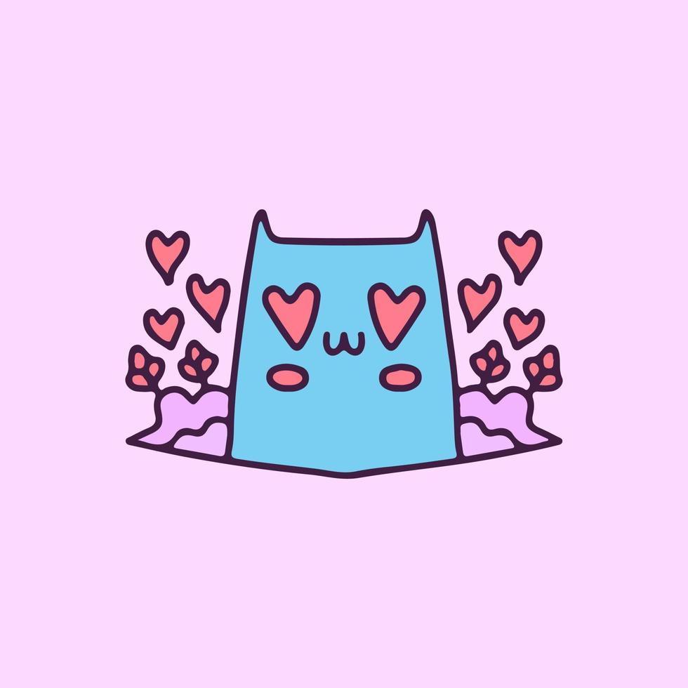 gato divertido en la ilustración de amor. gráficos vectoriales para estampados de camisetas y otros usos. vector