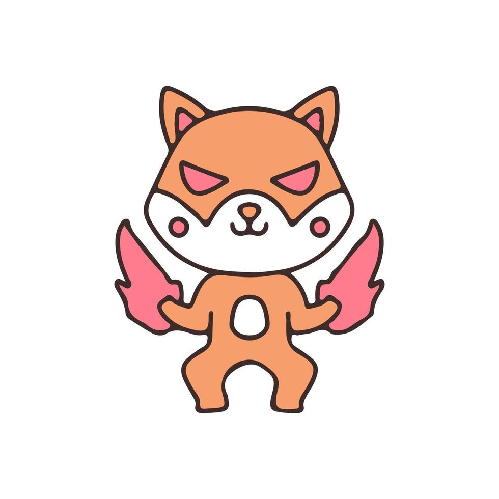 lindo personaje de la mascota del diablo shiba inu. ilustración para pegatina y camiseta. vector