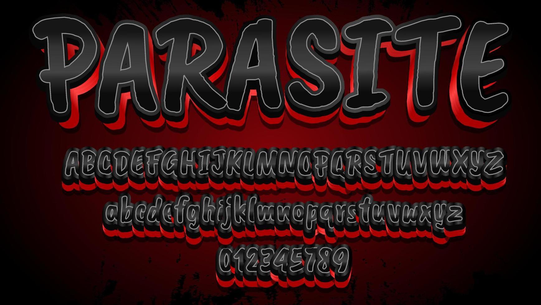 3d Modern Black In Red Word Parasite Text Effect Design Template vector