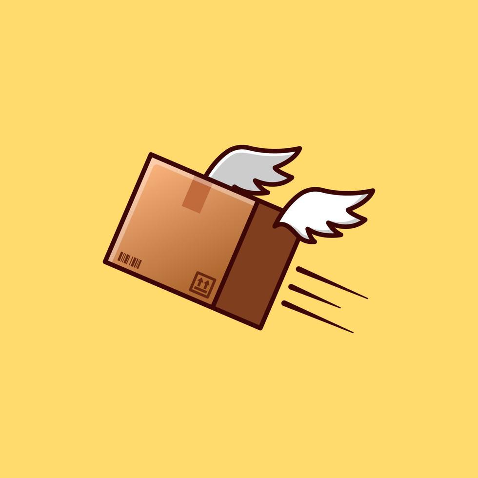 Paquete de caja con ilustración de vector de icono de alas