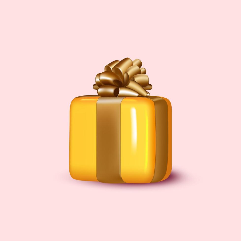 Realistic 3d cartoon gift box isolated on pink background vector