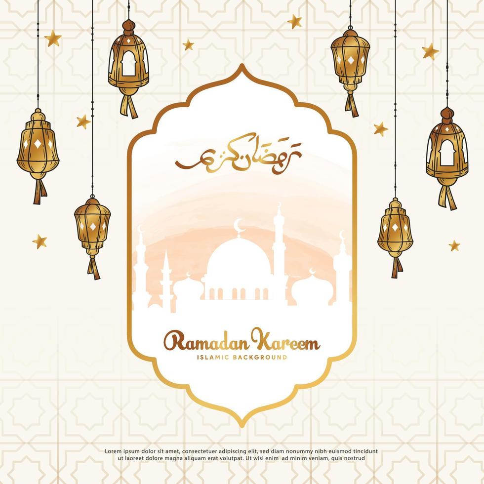 crescent lamp eid illustration for template greeting card vector