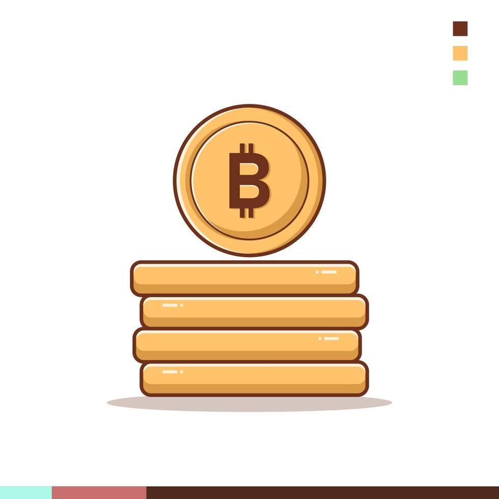ilustración de monedas de bitcoin apiladas vector