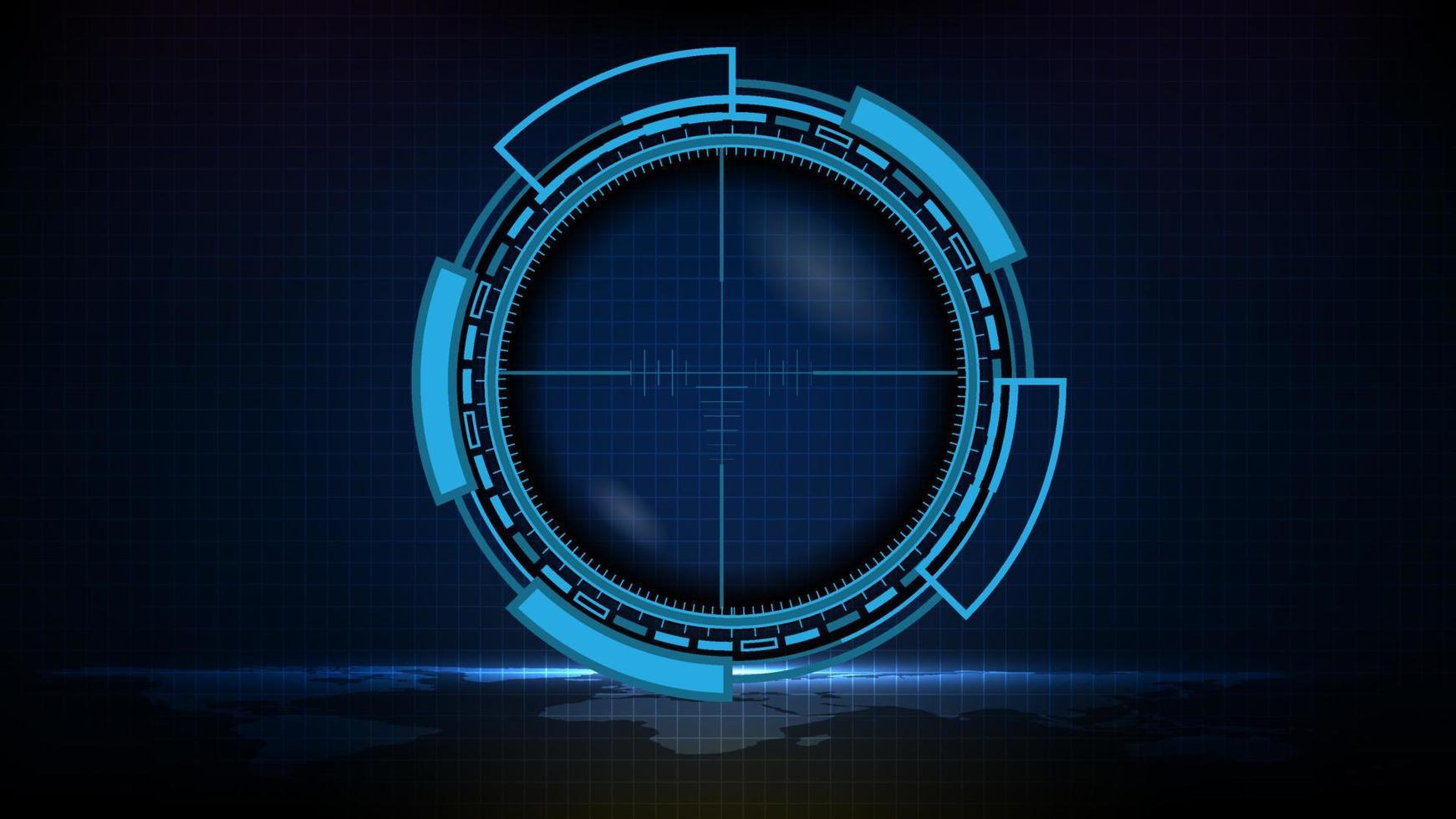abstract futuristic background of blue technology sniper sight with measurement marks ui hud display sniper longest range gun vector