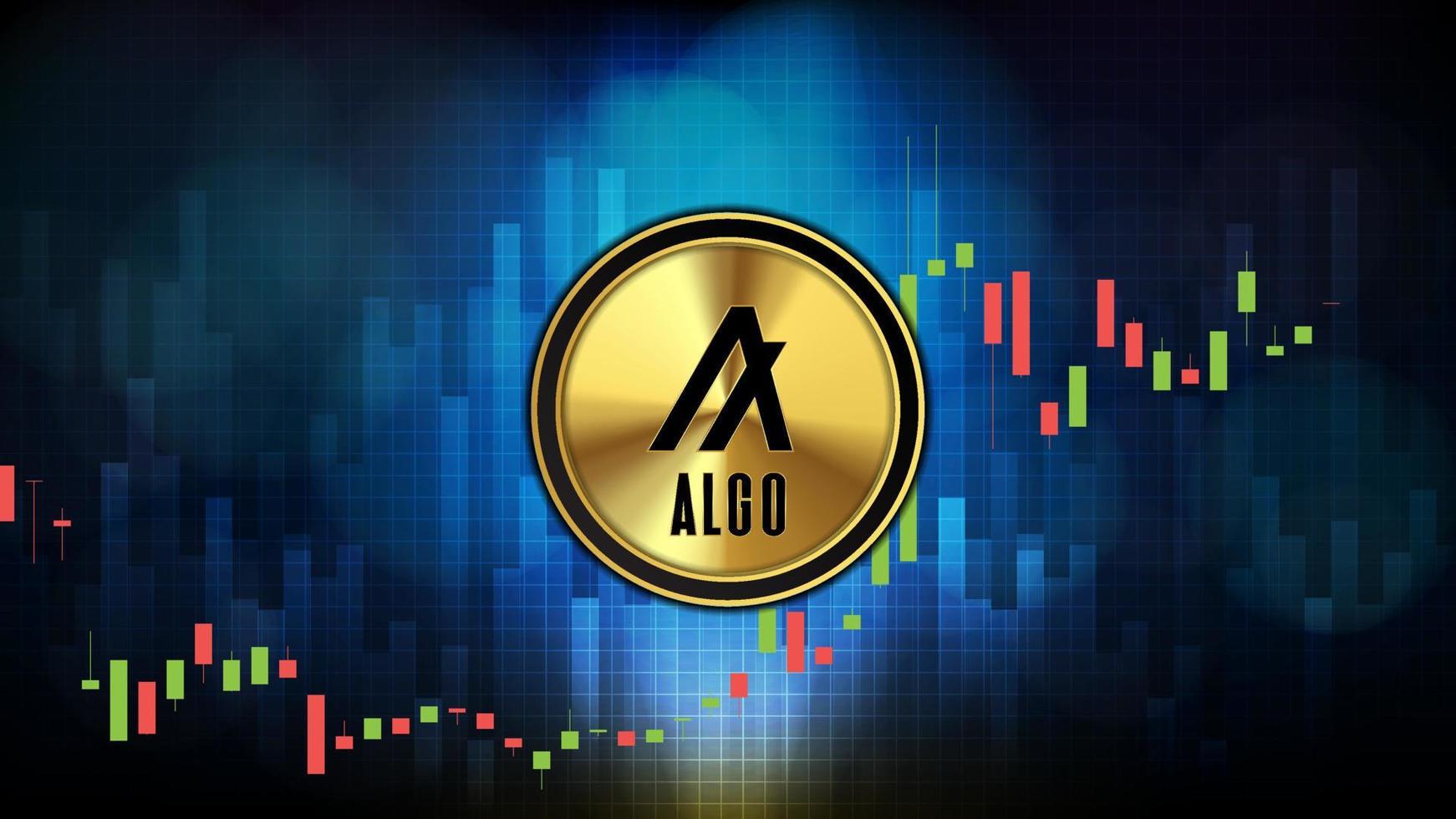 abstract futuristic technology background of Algorand ALGO Price graph Chart coin digital cryptocurrency vector